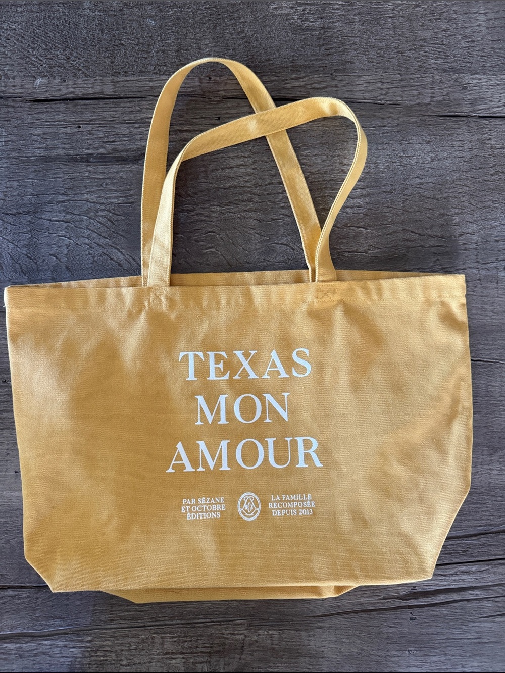 Sezane Yellow Canvas 'Texas Mon Amour' Tote